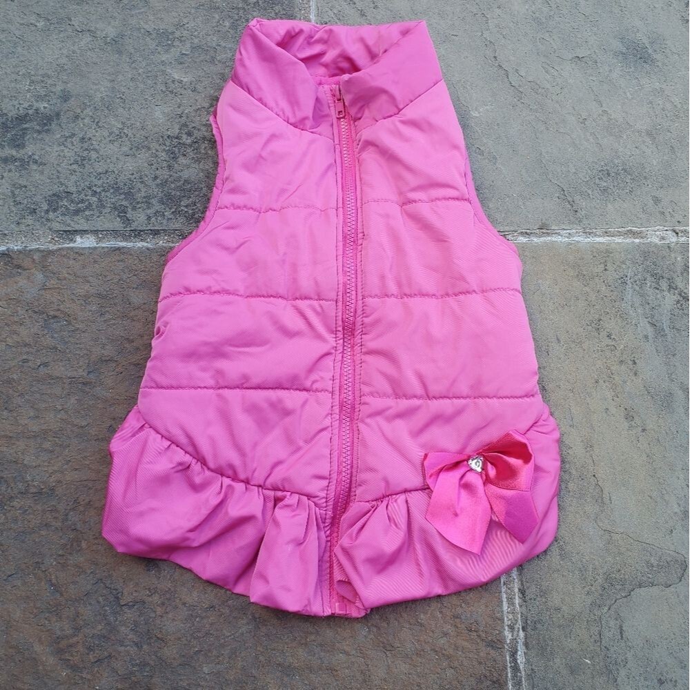 Dog's Pink Puffer Vest with Bow Detail Size L